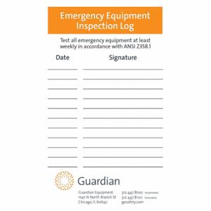 GUARDIAN EQUIPMENT 250-060R Emergency Equipment Inspection Log Tags, 20 Pk | CJ7EAG