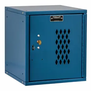 HALLOWELL HC121212-1DP-K-MB Box Locker, 11 Inch x 12 Inch x 13 in, 1 Tiers, 1 Units Wide, Louvered, Keyed, Blue, Blue | CR3NBX 30LW71