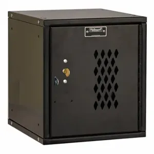 HALLOWELL HC121212-1DP-K-ME Box Locker, 11 Inch x 12 Inch x 13 in, 1 Tiers, 1 Units Wide, Louvered, Keyed, Black | CR3NBW 30LW72