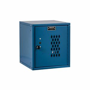 HALLOWELL HC121212-1DP-MB Box Locker, 11 Inch x 12 Inch x 13 in, 1 Tiers, 1 Units Wide, Louvered, Padlock Hasp, Blue | CR3NCA 30LW62