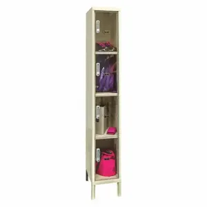 HALLOWELL UESVP1258-4A-PT Box Locker, 12 Inch x 15 Inch x 78 in, 4 Tiers, 1 Units Wide, Clearview, Electronic Keypad | CR3NCP 45LV90