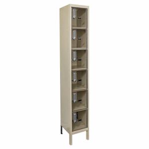 HALLOWELL UESVP1258-6A-PT Box Locker, 12 Inch x 15 Inch x 78 in, 6 Tiers, 1 Units Wide, Clearview, Electronic Keypad | CR3NCV 30LW56
