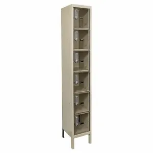 HALLOWELL UESVP1288-6A-PT Box Locker, 12 Inch x 18 Inch x 78 in, 6 Tiers, 1 Units Wide, Clearview, Electronic Keypad | CR3NCY 30LW58