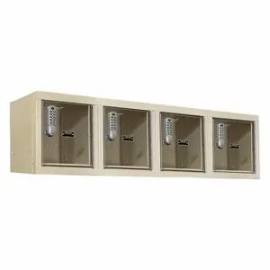 HALLOWELL UESVP1482-4WM-PT Wall Mount Box Locker, 12 Inch x 18 Inch x 15 Inch, 1 Tiers, 4 Units Wide, Clearview, Tan | CR3NDZ 30LW53