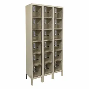 HALLOWELL UESVP3228-6PT Box Locker, 36 Inch x 12 Inch x 78 in, 6 Tiers, 3 Units Wide, Clearview, Electronic Keypad | CR3NDD 30LW47