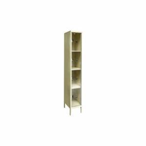HALLOWELL USVP1258-4PT Box Locker, 12 Inch x 15 Inch x 78 in, 4 Tiers, 1 Units Wide, Clearview, Padlock Hasp, Tan | CR3NCT 45LV72