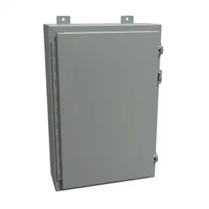 HAMMOND 1418H6 Enclosure, 24 x 16 x 6 Inch Size, Wall Mount, Carbon Steel, Ansi 61 Gray | CV7JGP