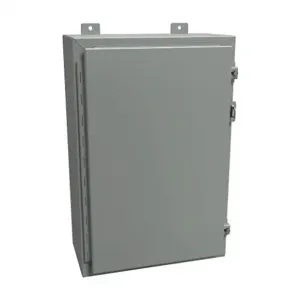 HAMMOND 1418H8 Enclosure, 24 x 16 x 8 Inch Size, Wall Mount, Carbon Steel, Ansi 61 Gray | CV7JGQ