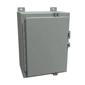 HAMMOND 1418N4B8 Enclosure, 16 x 12 x 8 Inch Size, Wall Mount, Carbon Steel, Ansi 61 Gray | CV7JJL