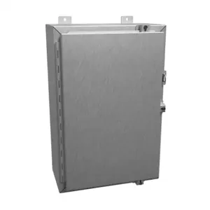 HAMMOND 1418N4SSH8 Enclosure, 24 x 16 x 8 Inch Size, Wall Mount, 304 Stainless Steel, #4 Brush Finish | CV7JME