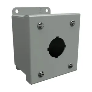 HAMMOND 1435A Pushbutton Enclosure, 1 Hole, 30mm, 4 x 4 x 3 Inch Size, Wall Mount, Carbon Steel | CV7JMU