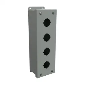 HAMMOND 1435D Pushbutton Enclosure, 4 Holes, 30mm, 11 x 4 x 3 Inch Size, Wall Mount, Carbon Steel | CV7JMX