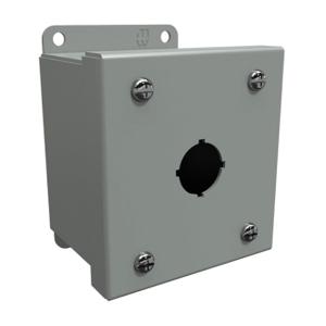 HAMMOND 1435MA Pushbutton Enclosure, 1 Hole, 22mm, 4 x 4 x 3 Inch Size, Wall Mount, Carbon Steel | CV7JNB