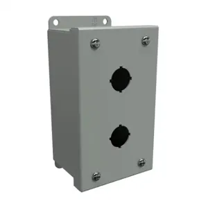 HAMMOND 1435MB Pushbutton Enclosure, 2 Holes, 22mm, 6 x 4 x 3 Inch Size, Wall Mount, Carbon Steel | CV7JNC