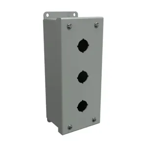 HAMMOND 1435MC Pushbutton Enclosure, 3 Holes, 22mm, 8 x 4 x 3 Inch Size, Wall Mount, Carbon Steel | CV7JND