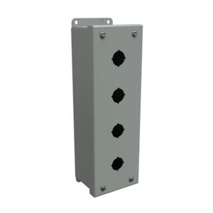 HAMMOND 1435MD Pushbutton Enclosure, 4 Holes, 22mm, 11 x 4 x 3 Inch Size, Wall Mount, Carbon Steel | CV7JNE