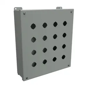 HAMMOND 1435MS Pushbutton Enclosure, 16 Holes, 22mm, 12 x 11 x 3 Inch Size, Wall Mount, Carbon Steel | CV7JNK