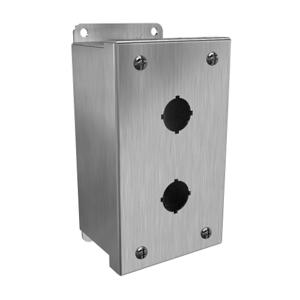 HAMMOND 1435MS16B Pushbutton Enclosure, 2 Holes, 22mm, 6 x 4 x 3 Inch Size, Wall Mount, 316 Stainless Steel | CV7JNM