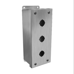 HAMMOND 1435MS16C Pushbutton Enclosure, 3 Holes, 22mm, 8 x 4 x 3 Inch Size, Wall Mount, 316 Stainless Steel | CV7JNN