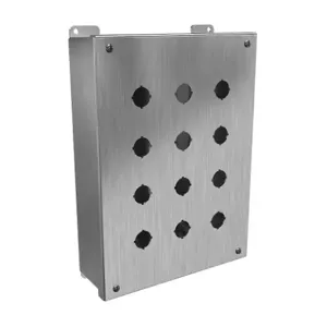 HAMMOND 1435MS16O Pushbutton Enclosure, 12 Holes, 22mm, 12 x 9 x 3 Inch Size, Wall Mount | CV7JNT