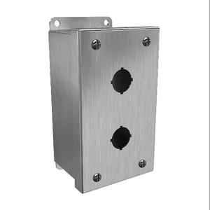 HAMMOND 1435MSSB Pushbutton Enclosure, 2 Holes, 22mm, 6 x 4 x 3 Inch Size, Wall Mount, 304 Stainless Steel | CV7JNV