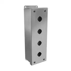 HAMMOND 1435MSSD Pushbutton Enclosure, 4 Holes, 22mm, 11 x 4 x 3 Inch Size, Wall Mount | CV7JNX