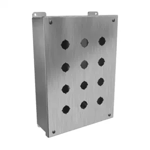 HAMMOND 1435MSSO Pushbutton Enclosure, 12 Holes, 22mm, 12 x 9 x 3 Inch Size, Wall Mount | CV7JPA