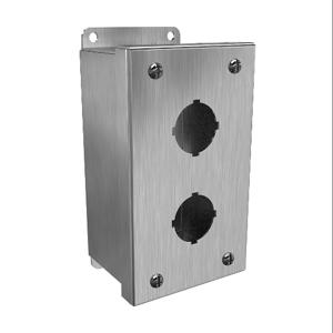 HAMMOND 1435S16B Pushbutton Enclosure, 2 Holes, 30mm, 6 x 4 x 3 Inch Size, Wall Mount, 316 Stainless Steel | CV7JPE