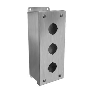 HAMMOND 1435S16C Pushbutton Enclosure, 3 Holes, 30mm, 8 x 4 x 3 Inch Size, Wall Mount, 316 Stainless Steel | CV7JPF