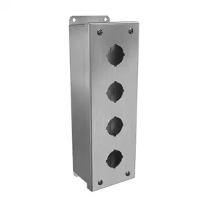 HAMMOND 1435S16D Pushbutton Enclosure, 4 Holes, 30mm, 11 x 4 x 3 Inch Size, Wall Mount | CV7JPG