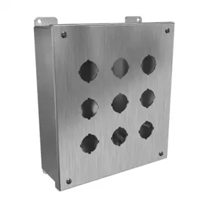 HAMMOND 1435S16K Pushbutton Enclosure, 9 Holes, 30mm, 10 x 9 x 3 Inch Size, Wall Mount | CV7JPJ