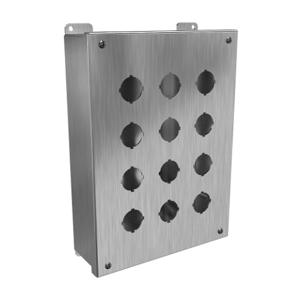 HAMMOND 1435SSO Pushbutton Enclosure, 12 Holes, 30mm, 12 x 9 x 3 Inch Size, Wall Mount | CV7JPT