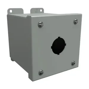 HAMMOND 1437A Pushbutton Enclosure, 1 Hole, 30mm, 4 x 4 x 5 Inch Size, Wall Mount, Carbon Steel | CV7JPU