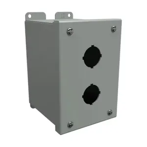 HAMMOND 1437B Pushbutton Enclosure, 2 Holes, 30mm, 6 x 4 x 5 Inch Size, Wall Mount, Carbon Steel | CV7JPV