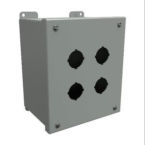 HAMMOND 1437F Pushbutton Enclosure, 4 Holes, 30mm, 8 x 7 x 5 Inch Size, Wall Mount, Carbon Steel | CV7JPY