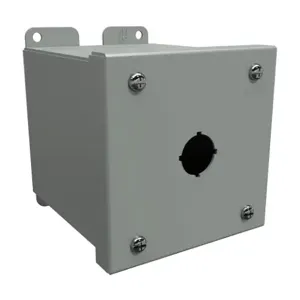 HAMMOND 1437MA Pushbutton Enclosure, 1 Hole, 22mm, 4 x 4 x 5 Inch Size, Wall Mount, Carbon Steel | CV7JQB