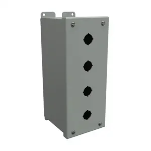 HAMMOND 1437MD Pushbutton Enclosure, 4 Holes, 22mm, 10 x 4 x 5 Inch Size, Wall Mount, Carbon Steel | CV7JQE