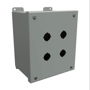 HAMMOND 1437MF Pushbutton Enclosure, 4 Holes, 22mm, 8 x 7 x 5 Inch Size, Wall Mount, Carbon Steel | CV7JQF