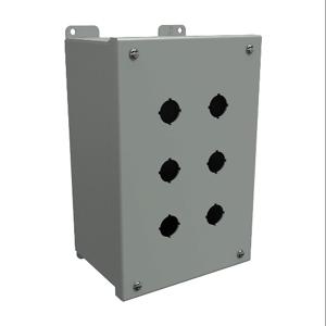 HAMMOND 1437MH Pushbutton Enclosure, 6 Holes, 22mm, 10 x 7 x 5 Inch Size, Wall Mount, Carbon Steel | CV7JQG