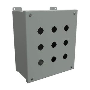 HAMMOND 1437MK Pushbutton Enclosure, 9 Holes, 22mm, 10 x 9 x 5 Inch Size, Wall Mount, Carbon Steel | CV7JQH