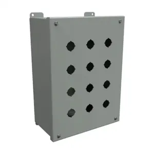 HAMMOND 1437MO Pushbutton Enclosure, 12 Holes, 22mm, 12 x 9 x 5 Inch Size, Wall Mount, Carbon Steel | CV7JQJ