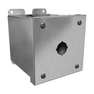 HAMMOND 1437MS16A Pushbutton Enclosure, 1 Hole, 22mm, 4 x 4 x 5 Inch Size, Wall Mount, 316 Stainless Steel | CV7JQL