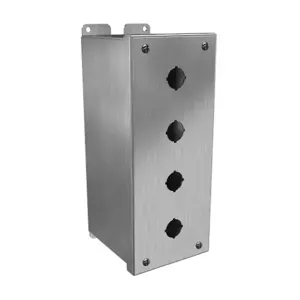 HAMMOND 1437MS16D Pushbutton Enclosure, 4 Holes, 22mm, 10 x 4 x 5 Inch Size, Wall Mount | CV7JQP