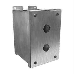 HAMMOND 1437MSSB Pushbutton Enclosure, 2 Holes, 22mm, 6 x 4 x 5 Inch Size, Wall Mount, 304 Stainless Steel | CV7JQR