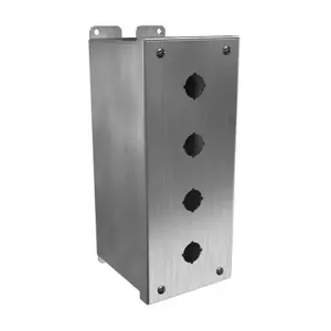 HAMMOND 1437MSSD Pushbutton Enclosure, 4 Holes, 22mm, 10 x 4 x 5 Inch Size, Wall Mount | CV7JQU