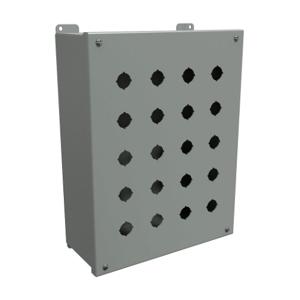 HAMMOND 1437MV Pushbutton Enclosure, 20 Holes, 22mm, 14 x 11 x 5 Inch Size, Wall Mount, Carbon Steel | CV7JQV