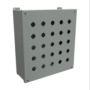 HAMMOND 1437MX Pushbutton Enclosure, 25 Holes, 22mm, 14 x 13 x 5 Inch Size, Wall Mount, Carbon Steel | CV7JQW