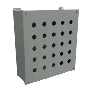 HAMMOND 1437MX Pushbutton Enclosure, 25 Holes, 22mm, 14 x 13 x 5 Inch Size, Wall Mount, Carbon Steel | CV7JQW