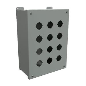 HAMMOND 1437O Pushbutton Enclosure, 12 Holes, 30mm, 12 x 9 x 5 Inch Size, Wall Mount, Carbon Steel | CV7JQX
