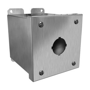 HAMMOND 1437S16A Pushbutton Enclosure, 1 Hole, 30mm, 4 x 4 x 5 Inch Size, Wall Mount, 316 Stainless Steel | CV7JQZ